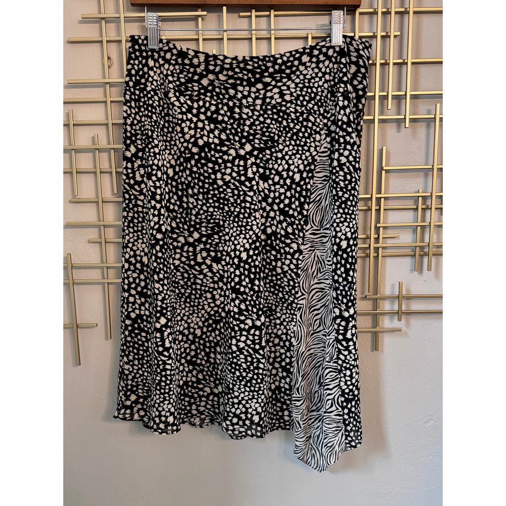 Vintage Y2K Nine & Company Skirt Women's 10 Animal Print Zebra Cheetah Midi